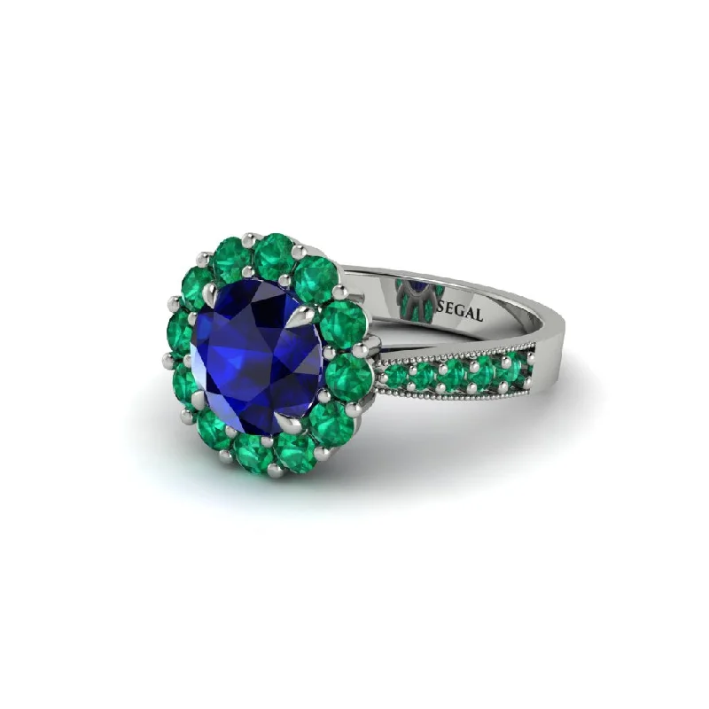 Unique Diamond Rings For Engagement-Emerald Round Halo Engagement Ring - Unity No. 30