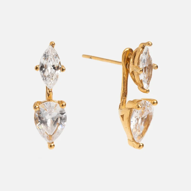 Large Gold Earrings With Crystals-Allure 2.0 Stud Jacket Earrings