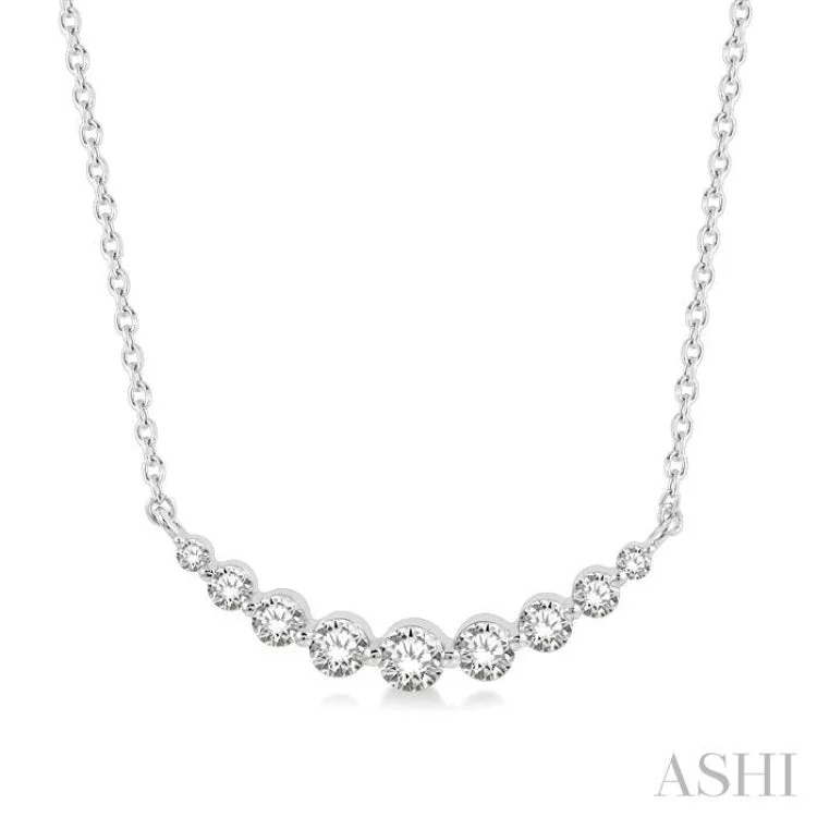 Vintage-Inspired Crystal Necklace For Events-1/2 Ctw Diamond Smile Necklace in 14K White Gold