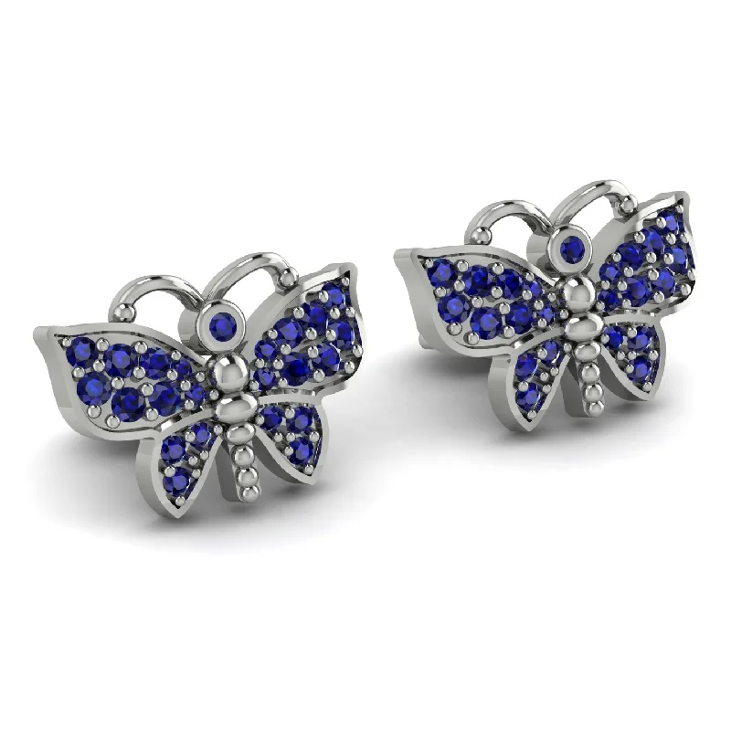 Silver Hoop Earrings For Party-Butterfly-Inspired Gold Earrings With Stunning Sapphire - Sage No. 15