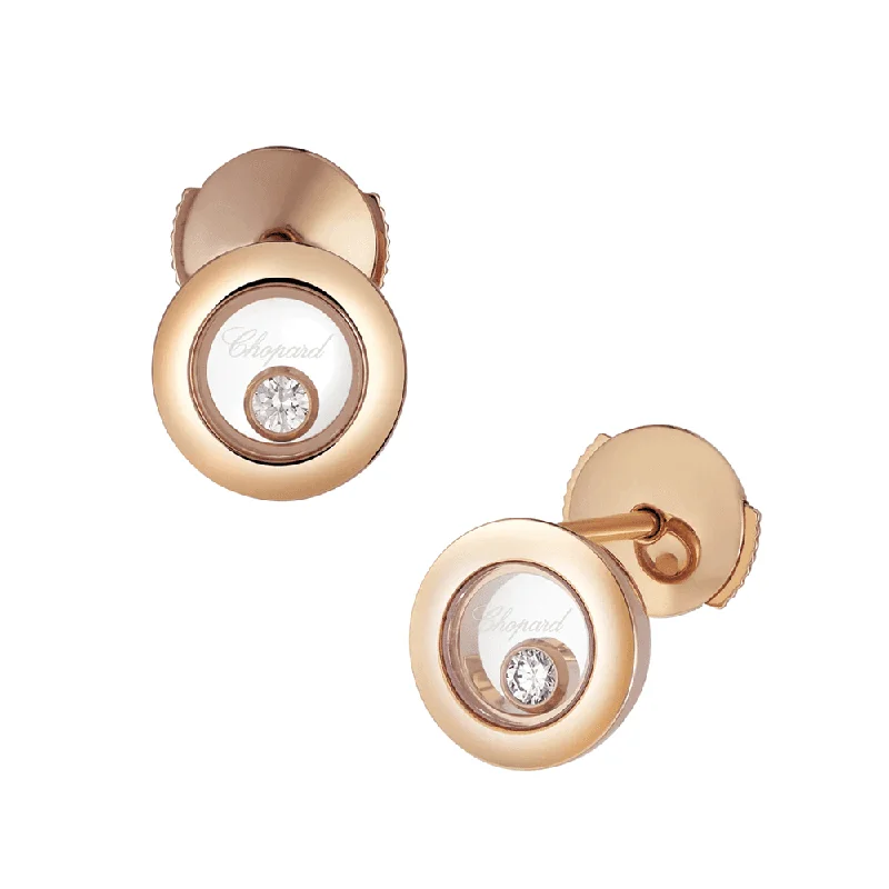 Trendy Stud Earrings For Office-Happy Diamonds Icons 18ct Rose Gold Round Earrings