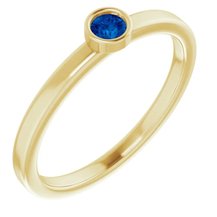 Classic Solitaire Rings For Brides-14K Yellow 3 mm Lab-Grown Blue Sapphire Ring