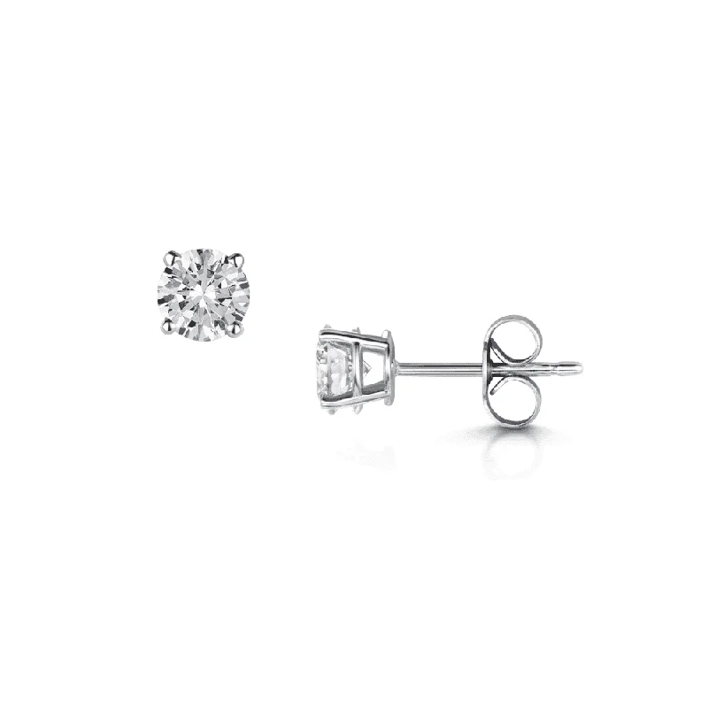 Artistic Earrings For Fashionistas-Classic 18ct White Gold Round Brilliant Cut Diamond Solitaire Stud Earrings