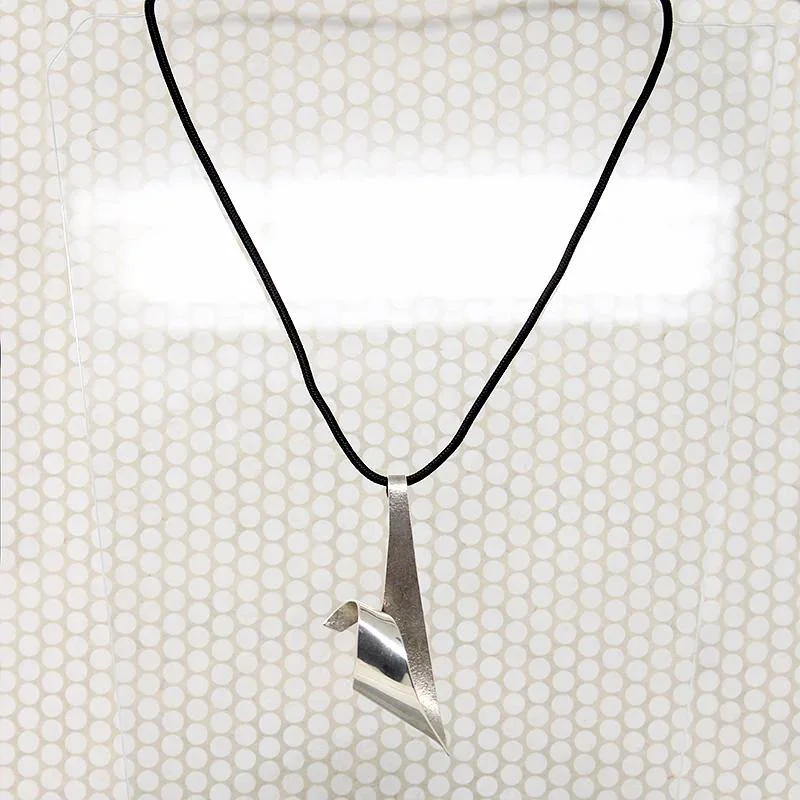 Classic Silver Pendant Necklace For Casual Outfits-Modernist Rippling Ribbon Sterling Silver Pendant