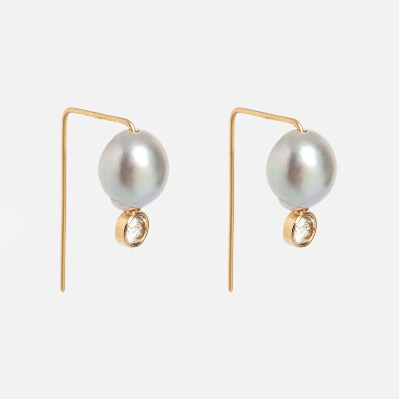 Retro Style Earrings For Women-Grey Pearl Studs