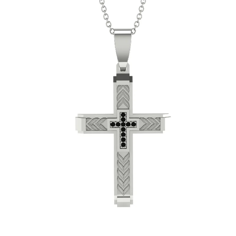 Custom Name Necklace For Fashionable Look-High-Quality Elegant Openwork Black Diamond Gold Cross Necklace - Jordan No. 21