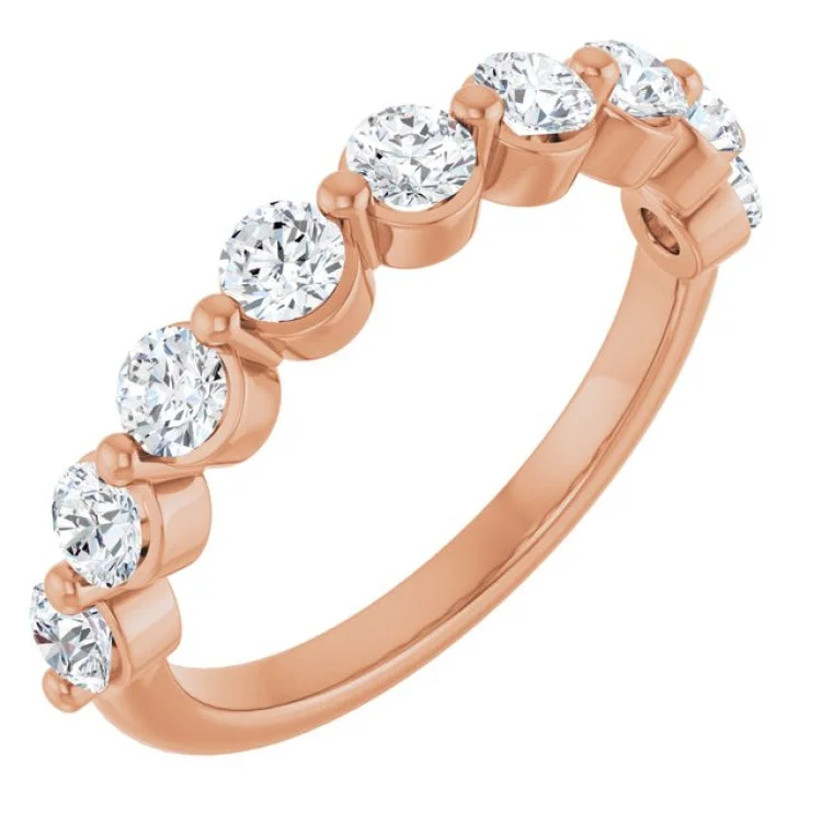 Vintage-Inspired Rings For Brides-14K Rose 9/10 CTW Lab-Grown Diamond Anniversary Band