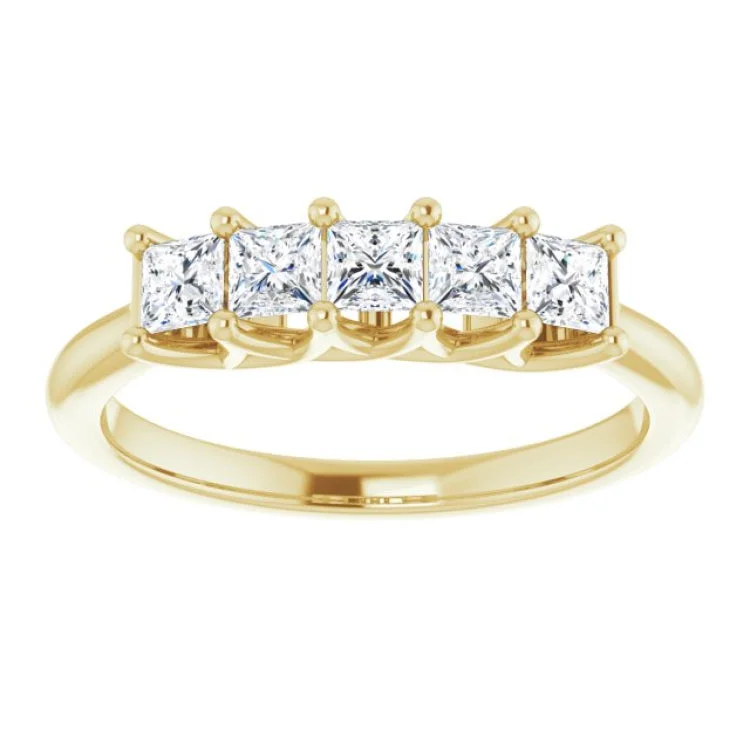 Custom Silver Promise Rings For Her-14K Yellow 5/8 CTW Natural Diamond Anniversary Band