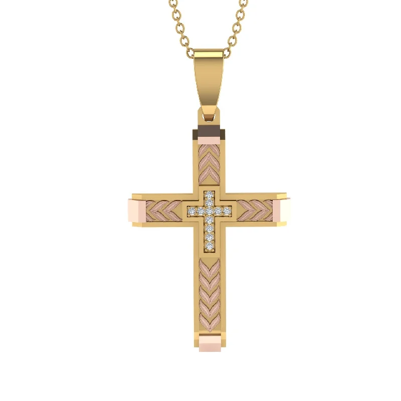 Unique Vintage Necklace For Weddings-High-Quality Elegant Openwork Diamond Gold Cross Necklace - Jordan No. 4