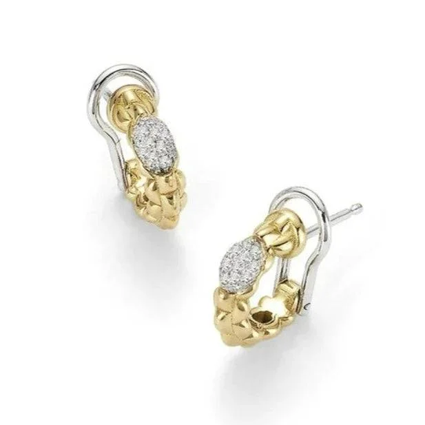 Gold Earrings With Colored Stones-Eka 18ct Yellow Gold Diamond Set Half Hoop Earrings