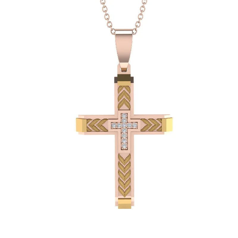 Colorful Tassel Necklace For Summer Vibes-High-Quality Elegant Openwork Diamond Gold Cross Necklace - Jordan No. 6