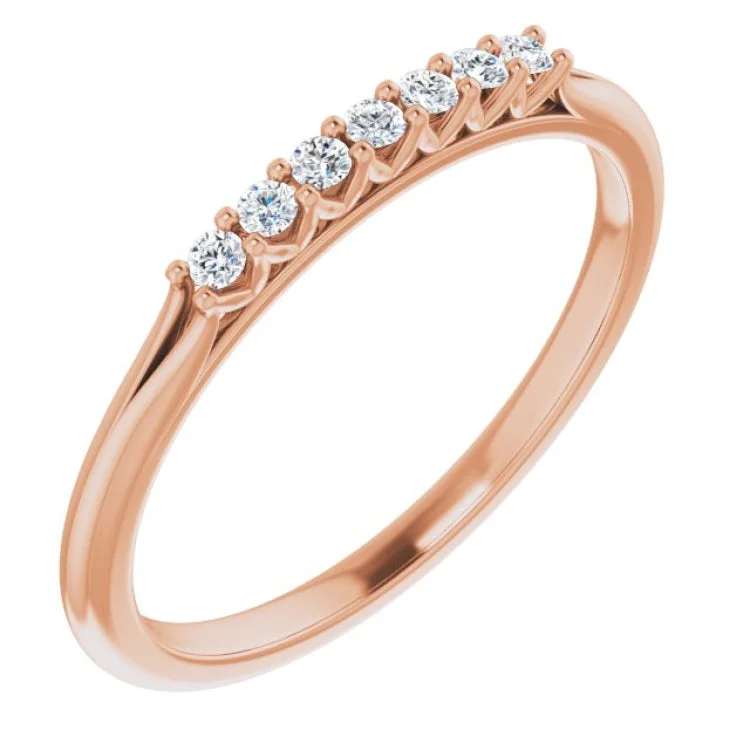 Trendy Rings For Fashion-Forward Brides-14K Rose 1/10 CTW Natural Diamond Anniversary Band