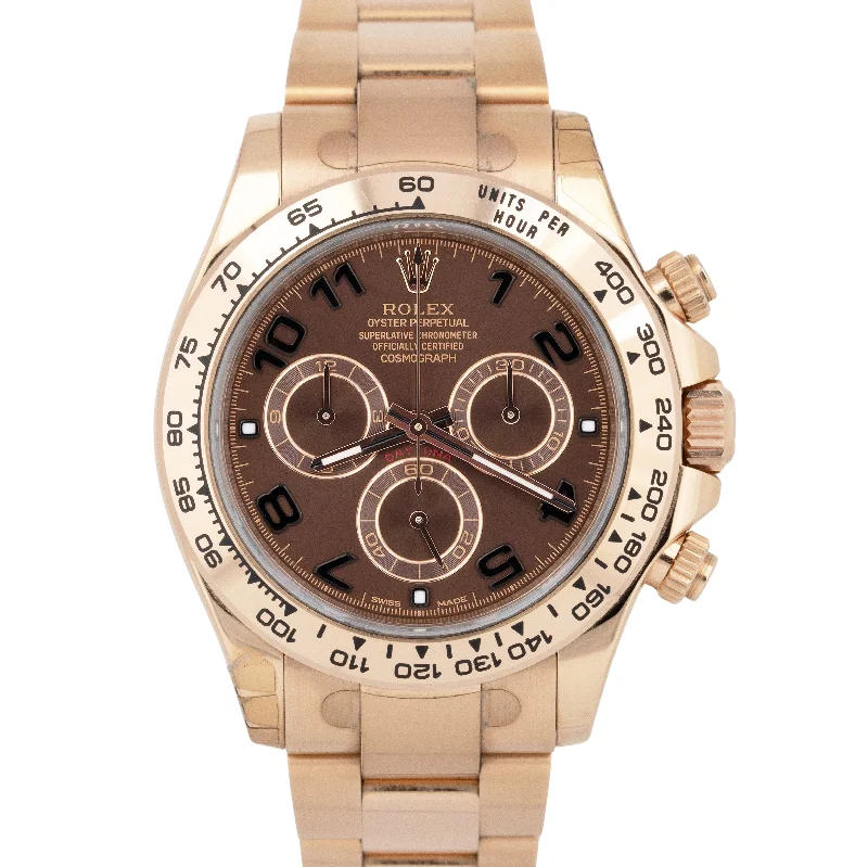 High-Quality Watches For Women-PAPERS Rolex Daytona CHOCOLATE ARABIC 40mm Brown 18K Rose Gold Watch 116505 BOX