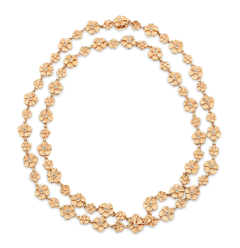 Luxury Necklace With Pearls For Weddings-Rose Gold Flower Necklace