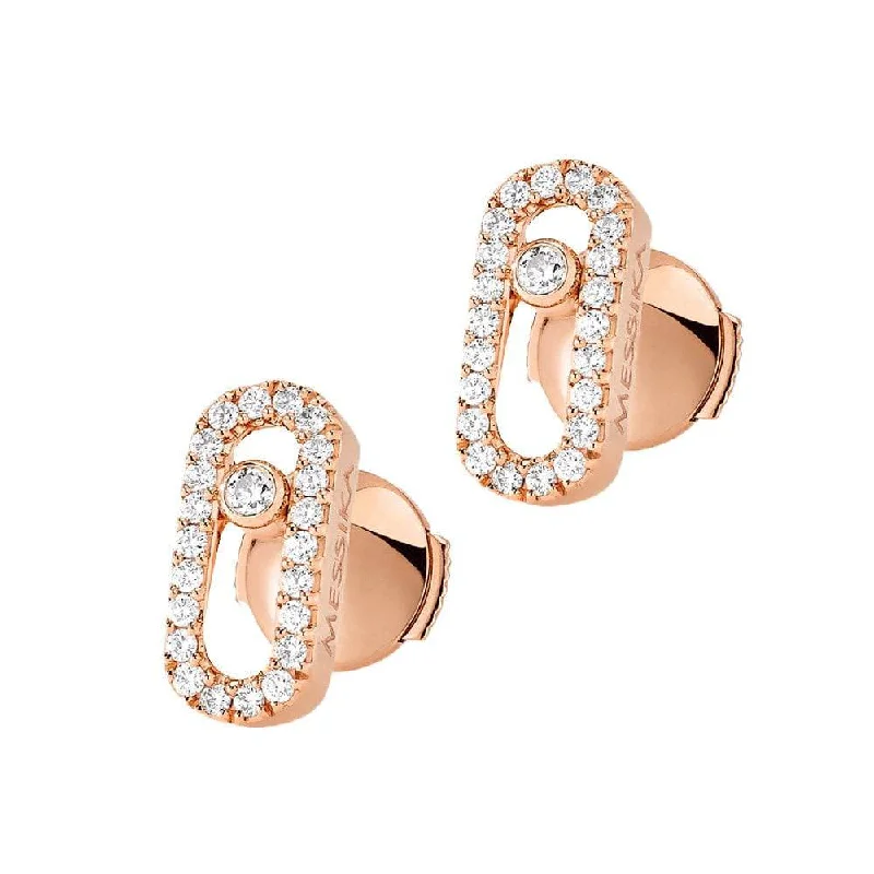 Custom Gold Hoop Earrings-Move Uno 18ct Pink Gold Diamond Earrings