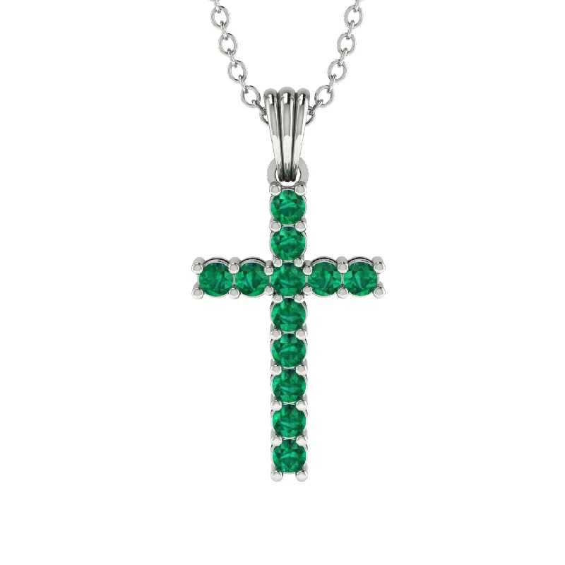 Personalized Bar Necklace For Moms-Timeless Classic Emerald Gold Cross Necklace - Ezekiel No. 6