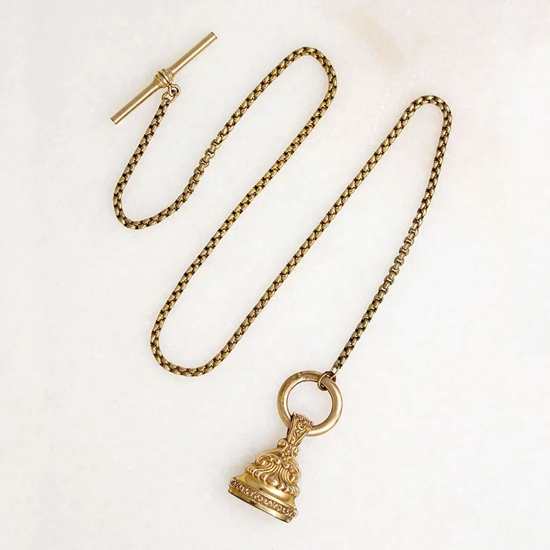 Simple Pearl Necklace For Formal Events-Lariat Necklace with T-Bar & Fob by Ancient Influences