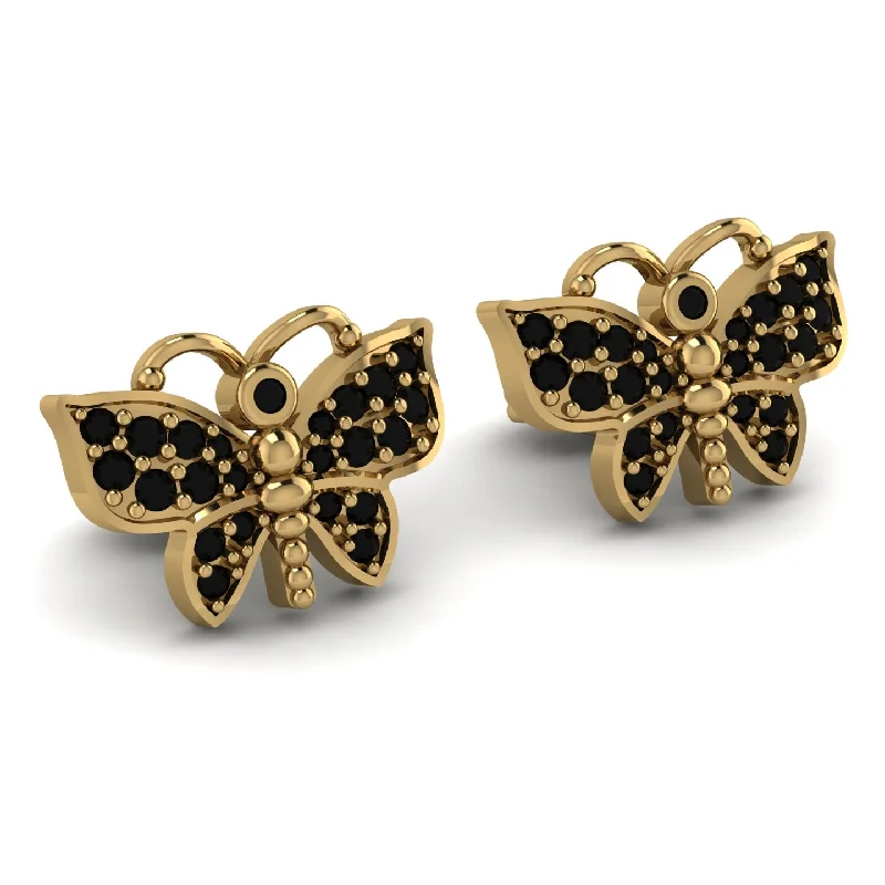 Geometric Silver Earrings-Butterfly-Inspired Gold Earrings With Stunning Black Diamond - Sage No. 7