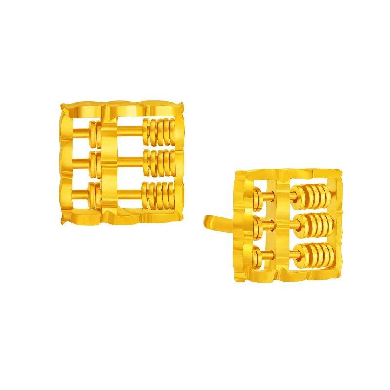 Cute Earrings For Kids-916 Gold Abundance Wealth Square Abacus Earrings