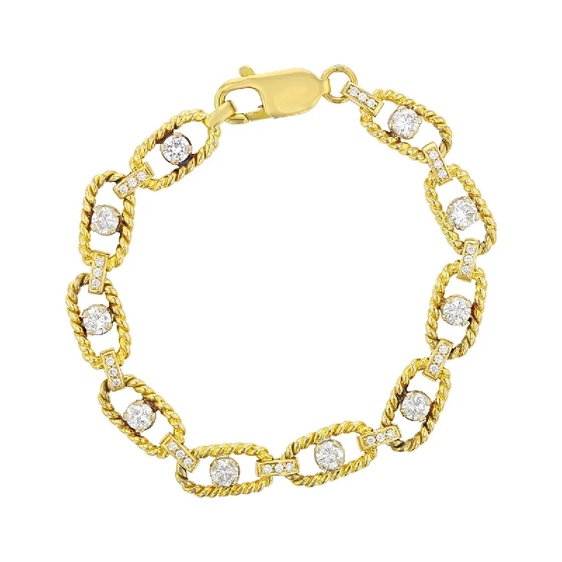 Double Strand Bracelets-Diamond Twisted Link Bracelet in 14K and 18K Gold