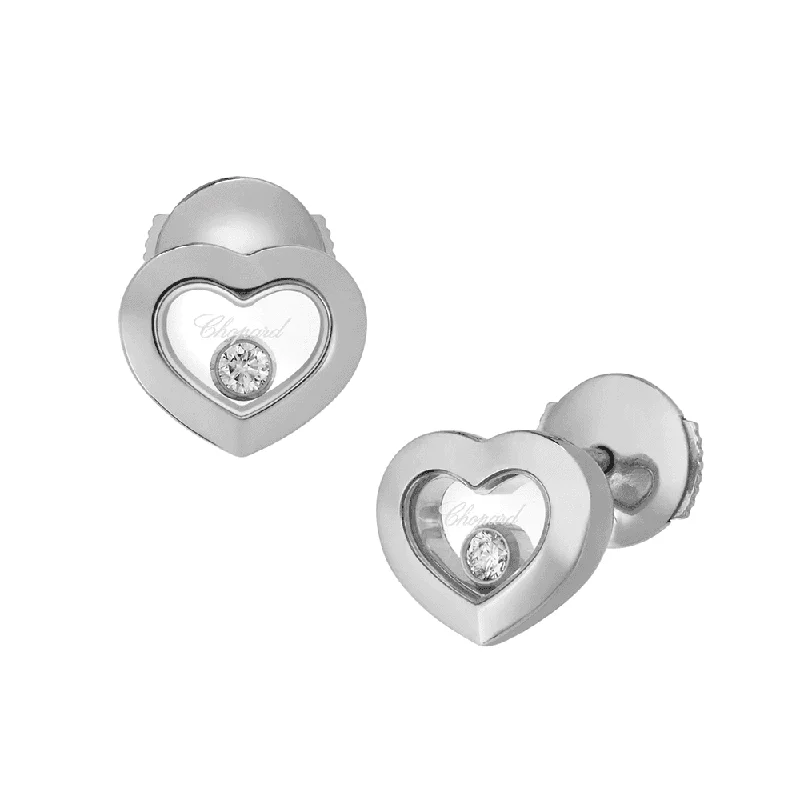 Large Gold Earrings With Crystals-Happy Diamonds Icons 18ct White Gold Heart Earrings