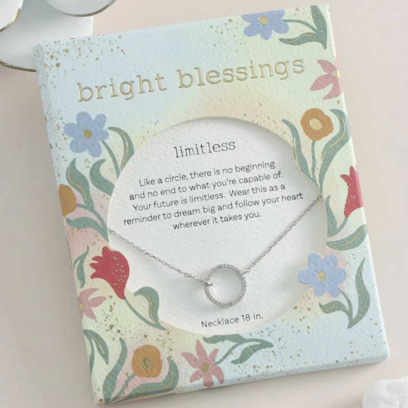 Long Layered Necklace For Fashionable Look-Bright Blessings Necklace-Silver Circle with Crystal