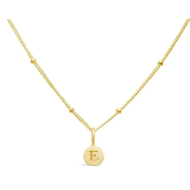 Elegant Diamond Necklace For Weddings-Stia : Love Letter "E" Mini Disk Necklace in Gold