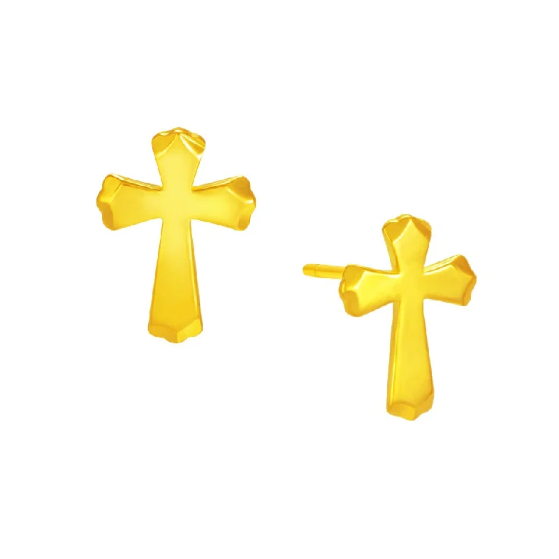 Dangling Pearl Earrings-916 Gold Cross Earrings