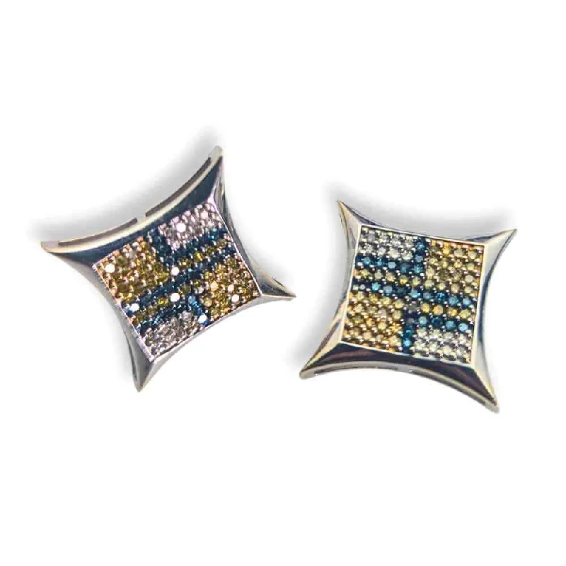 Gold Plated Stud Earrings-14K Iridescent Colored Earrings