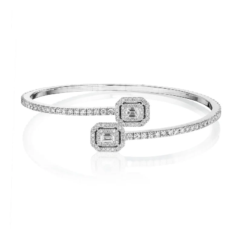 Adjustable Gemstone Bracelets-Emerald Cut Bypass Spring Bracelet