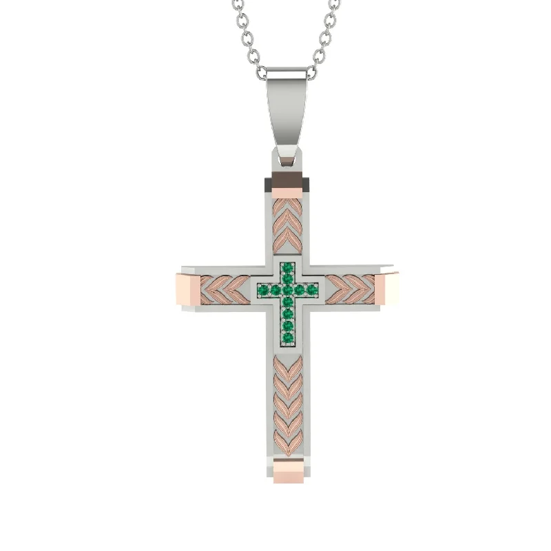 Simple Heart Necklace For Romantic Gifts-High-Quality Elegant Openwork Emerald Gold Cross Necklace - Jordan No. 18