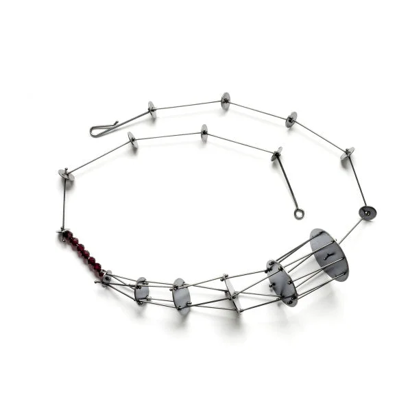 Elegant Chain Necklace For Fashionistas-Beaded Cornucopia Necklace, oxidized sterling