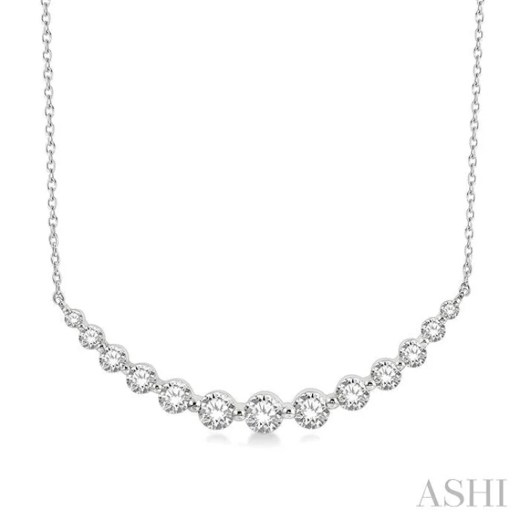 Colorful Beaded Necklace For Party Wear-1 Ctw Diamond Smile Necklace in 14K White Gold