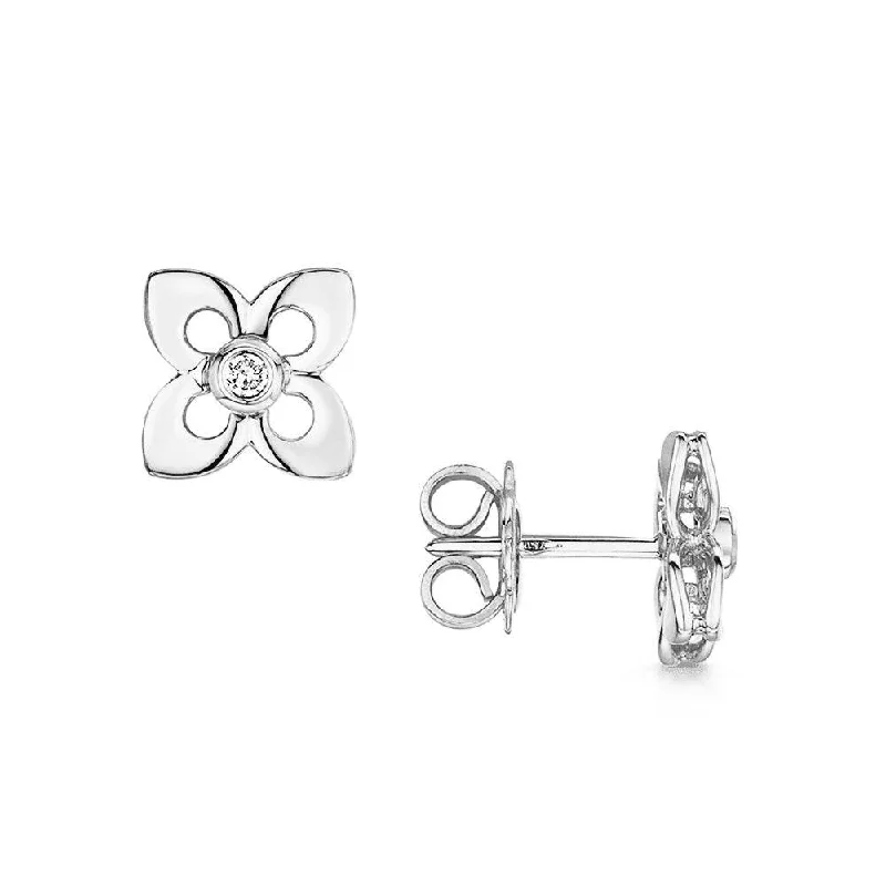 Chic Earrings For Fashion Lovers-Primavera 18ct White Gold Diamond Set Stud Earrings