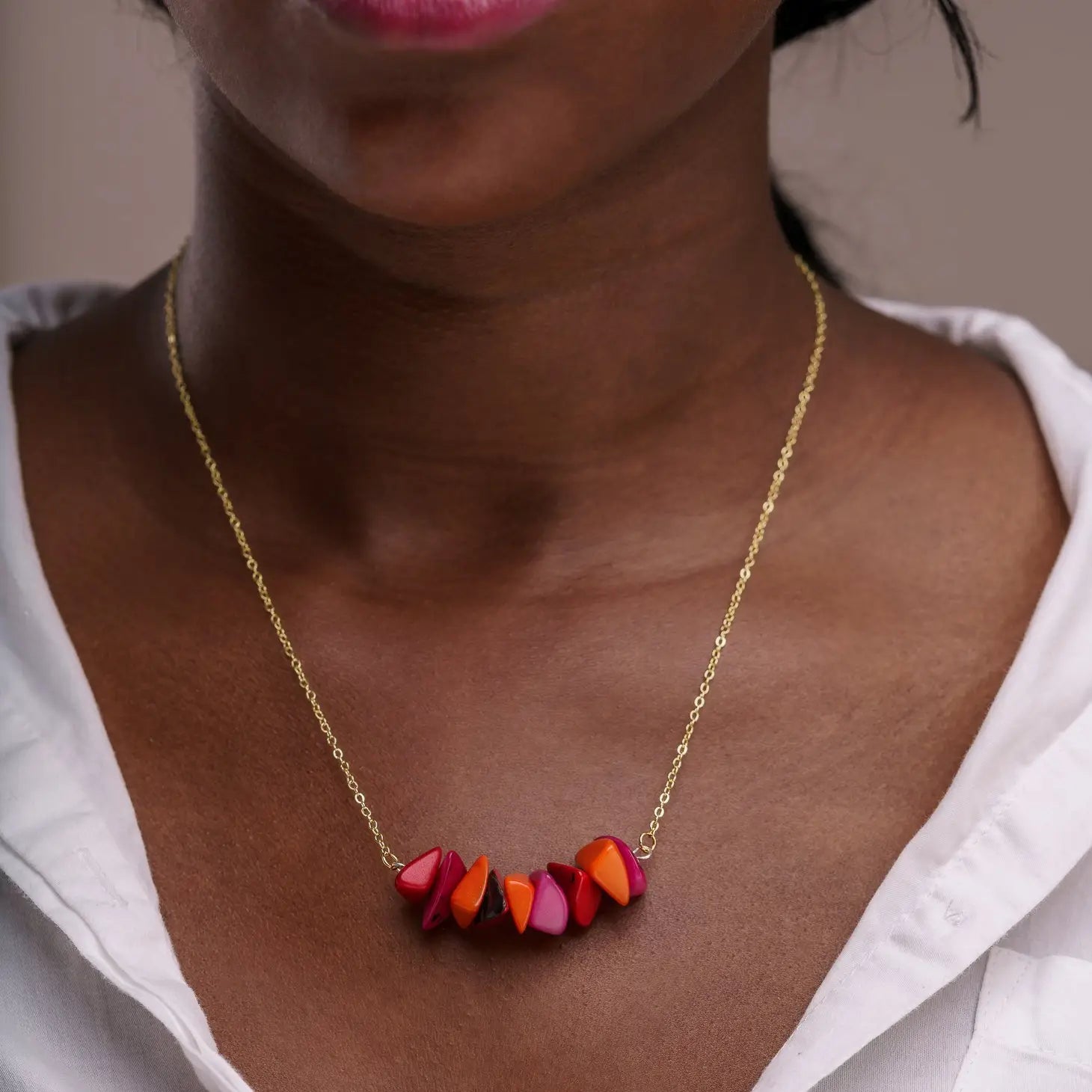 Classic Sapphire Necklace For Weddings-Tagua Tapajos Chain Necklace