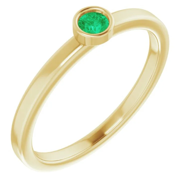 Trendy Silver Rings For Casual Wear-14K Yellow 3 mm Natural Emerald Ring