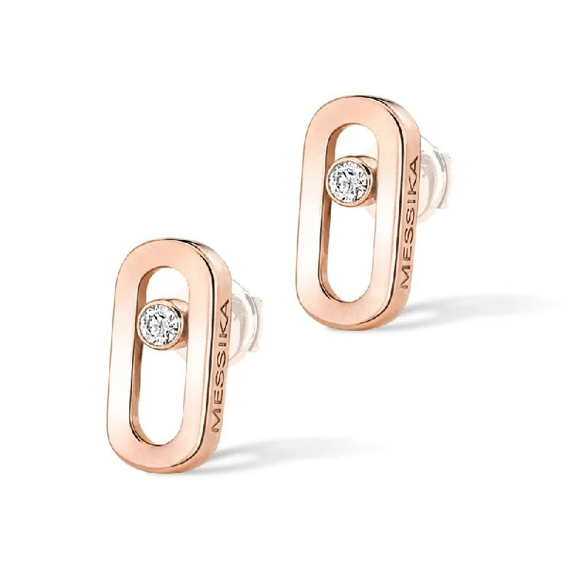 Personalized Name Earrings-Move Uno 18ct Pink Gold Diamond Earrings