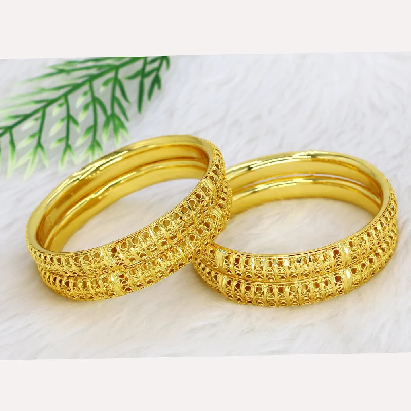 Simple Rose Gold Bangles For Special Events-Mahavir Dye Gold Plating Bangles Set