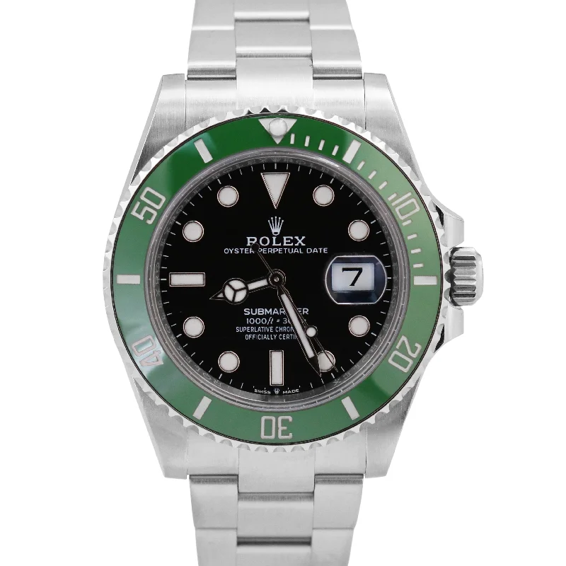 High-End Watches With Chronograph Features-MINT 2024 PAPERS Rolex Submariner Date GREEN KERMIT Ceramic 41mm 126610 LV BOX