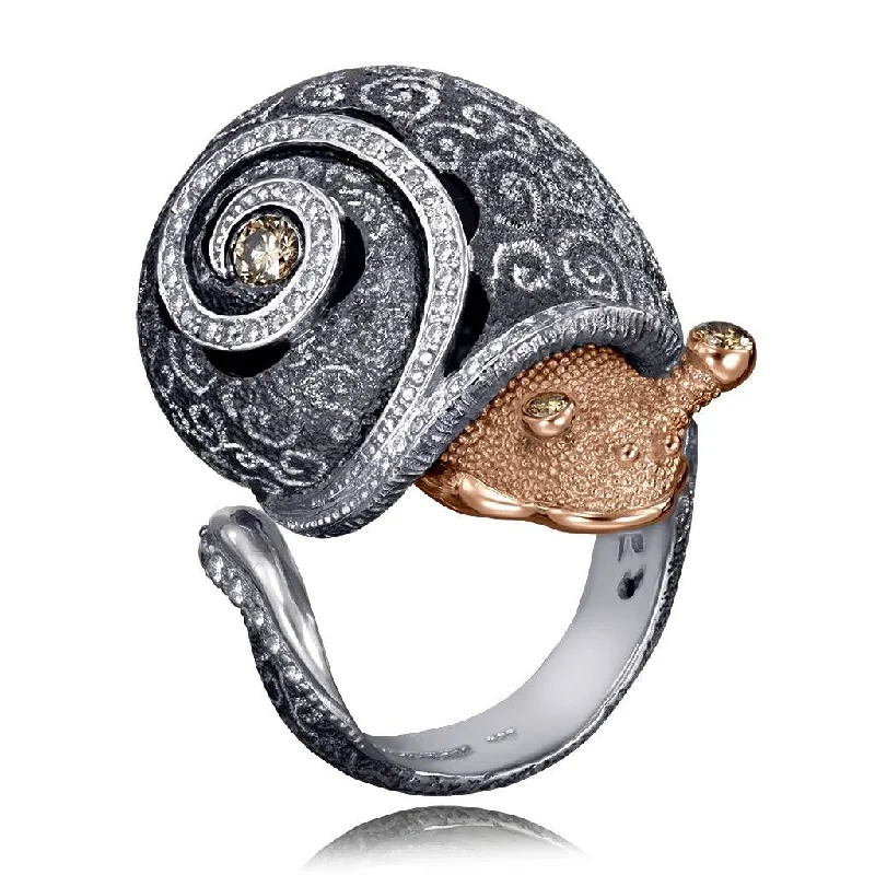 Classic Platinum Rings For Engagement-Silver & Gold Codi The Snail Swirl Ring with Diamonds