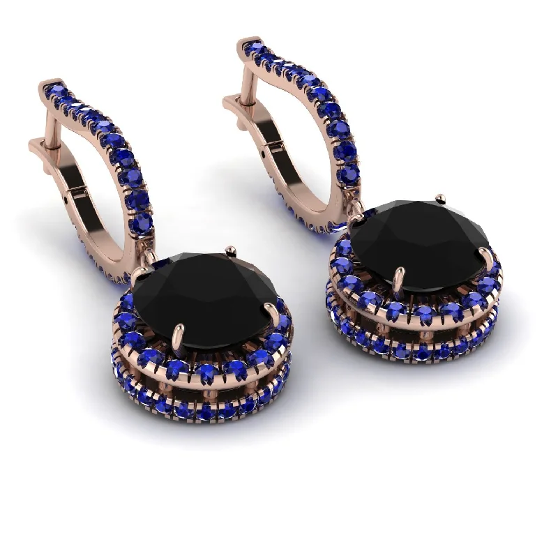 Elegant Drop Earrings For Fashion Lovers-Hidden Halo Black Diamond Hoop Earrings - Catalina No. 68