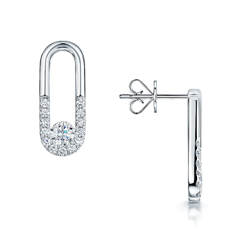 Romantic Earrings For Anniversary-Verve Collection 18ct White Gold GIA Certificated Diamond Loop Earrings