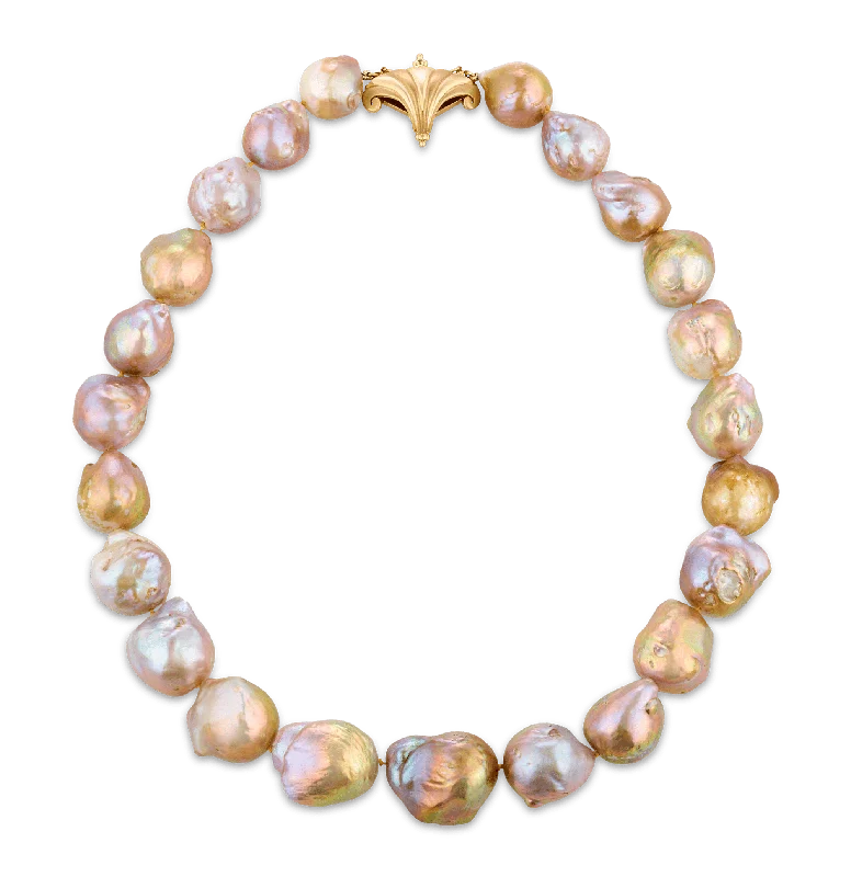 Gold Heart Necklace For Romantic Gifts-Yangtze Fireball Pearl Necklace