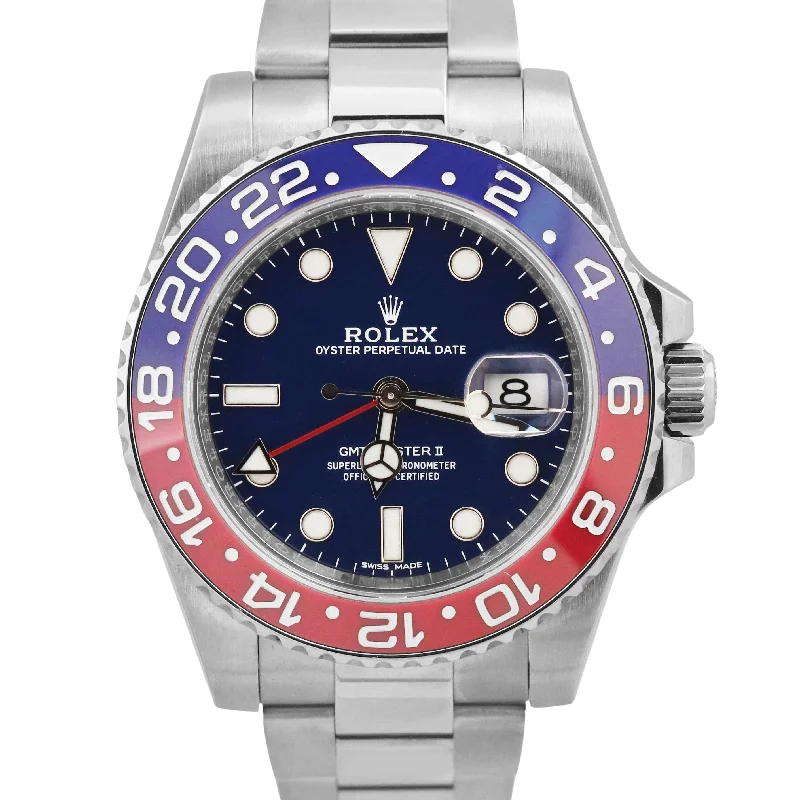 Fashionable Digital Watches For Men-Rolex GMT-Master II PEPSI 18K White Gold FLAT BLUE Red Watch 116719 BLRO BOX