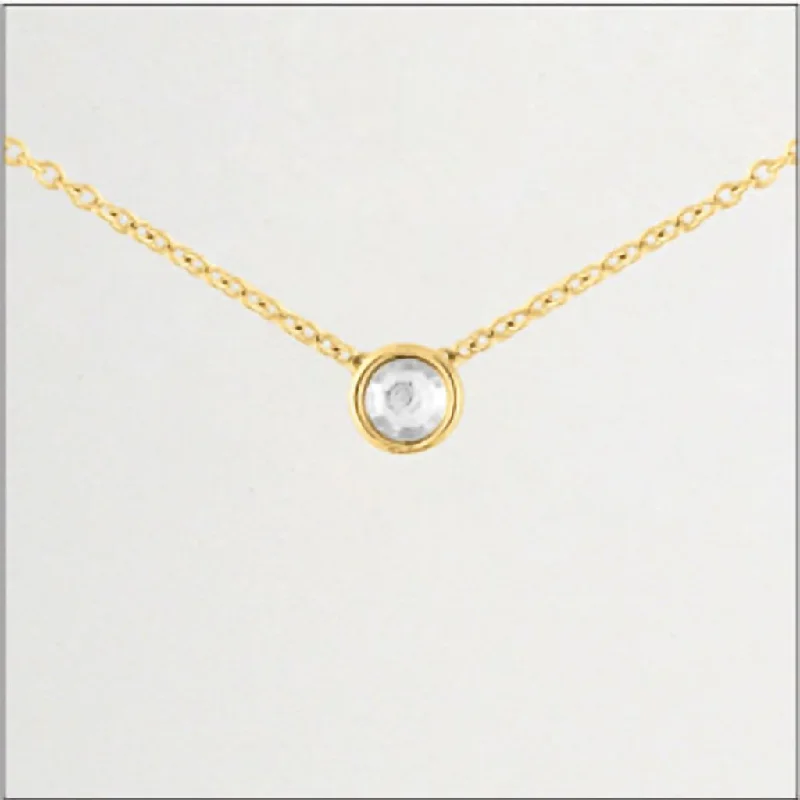 Trendy Beaded Necklace For Casual Style-Center Court : Gold Single Crystal Layers Necklace