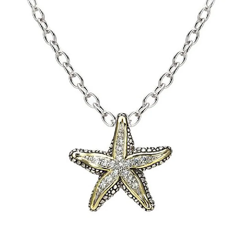 Sparkling Crystal Necklace For Special Occasions-John Medeiros : Pavé Starfish Slider Necklace