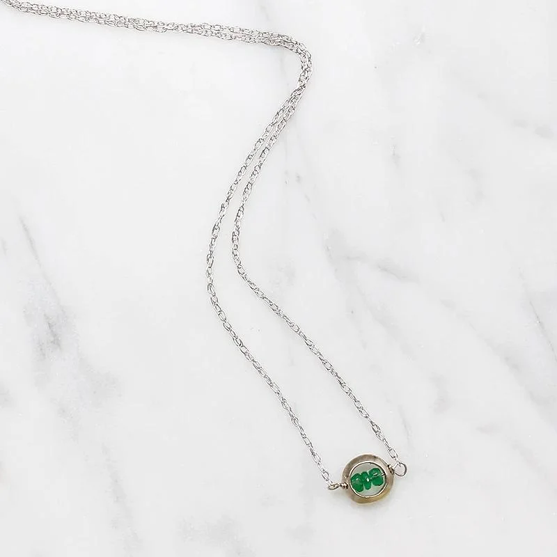 Colorful Gemstone Pendant Necklace-Verdant Emerald in White Gold "O" Necklace by brunet