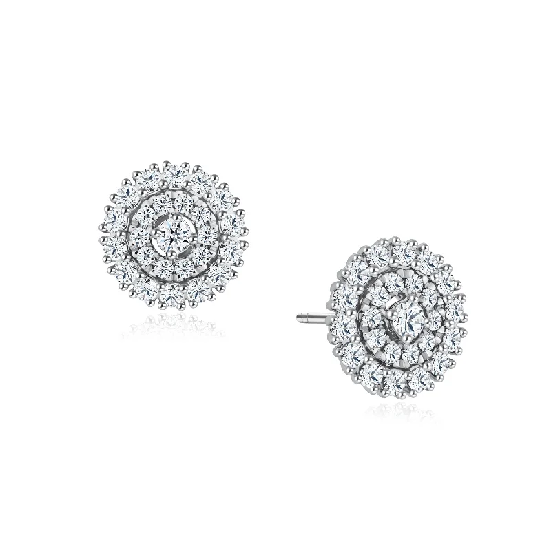 Unique Beaded Earrings For Women-Sunburst Cluster Diamond Earrings