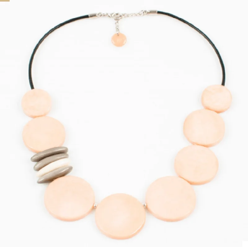 Elegant Necklace With Emerald For Special Events-Tagua MAITE Pale Peach Necklace