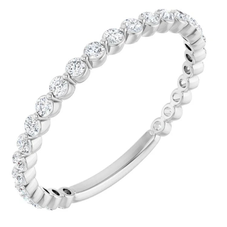 Trendy Silver Rings For Casual Wear-14K White 1/3 CTW Lab-Grown Diamond Anniversary Band